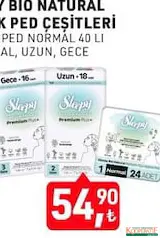 SLEEPY BİO NATURAL HİJYENİK PED ÇEŞİTLERİ 40'LI fiyat ve kampanya bilgisi